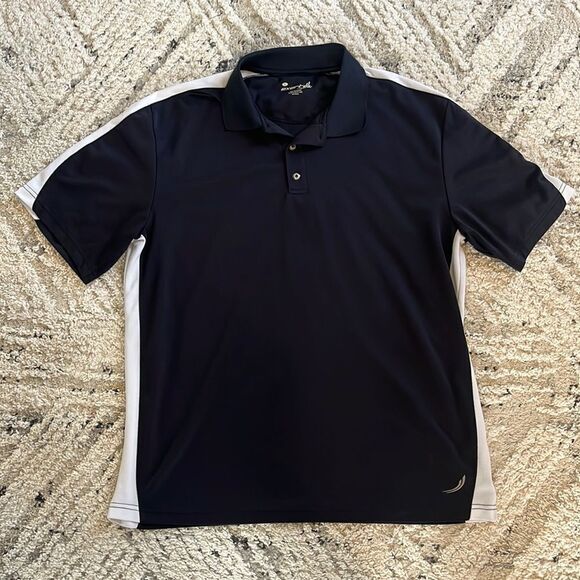 Men’s Navy blue & white shirt sleeve Polo Shirt - Picture 1 of 4